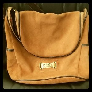 MAXX Camel Suede New York Signature Shoulder Bag